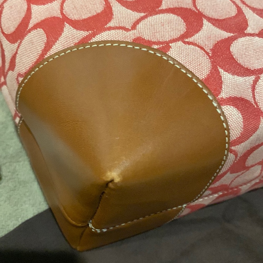COACH New Vintage Shoulder Bag Signature Pink and Tan Tote with Dust Bag - Picture 11 of 14